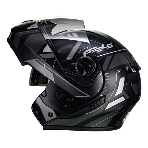 Capacete Peels Aberto Moto Com Oculos Interno Robocop Urban Preto Fosco com Grafite 64