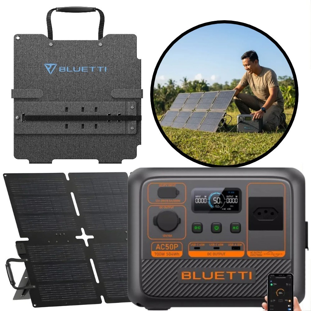 Kit Gerador Portátil Ac50p 220v + Placa Solar Sora 130w Bluetti