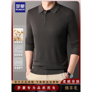 Lomon ovelha lã polo malhas masculino outono inverno negócios Casual lapela pulôver topo camisola camisa de fundo