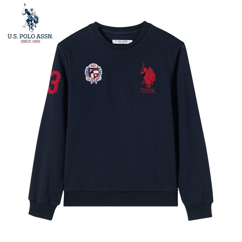 Uspoloassn moletom masculino pulôver manga longa esportes bordado solto Casual camiseta masculina primavera outono topo
