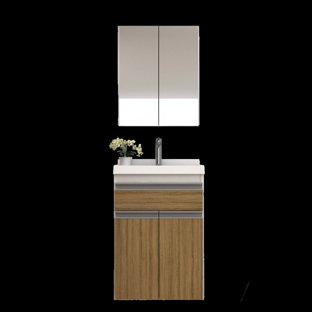 Gabinete de Banheiro 50cm com Lavatório e Armário Ref 501 Branco/Itapuã Branco/Itapuã