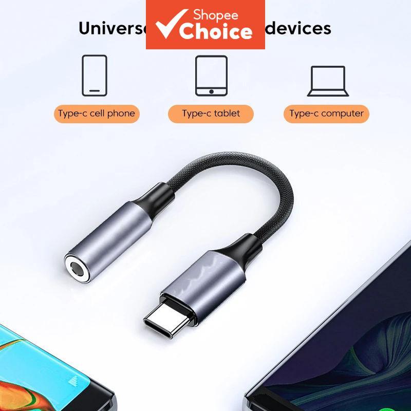 Cabo de áudio DAC com conector USB-C para 3,5 mm, adaptador de fone de ouvido, cabo conversor