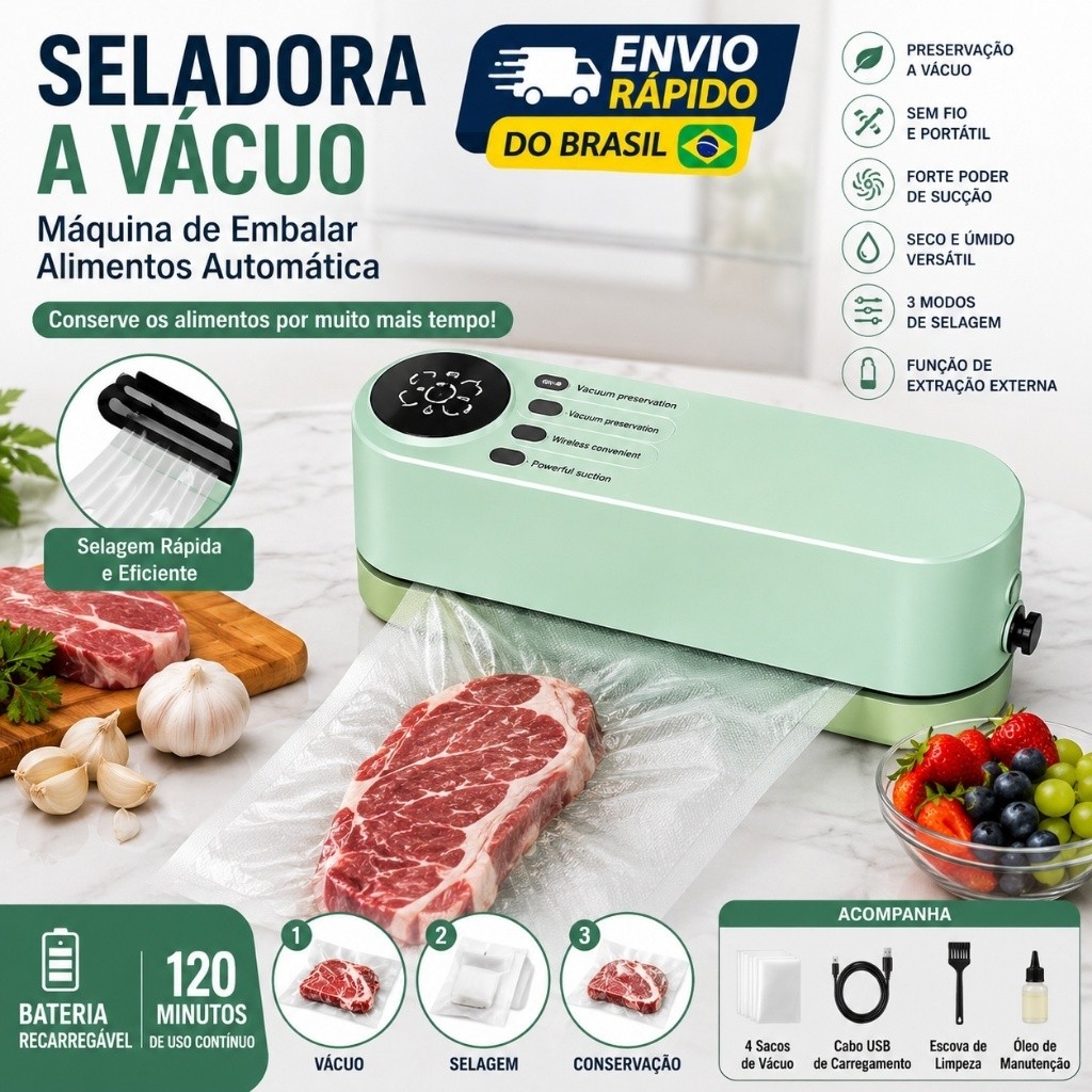 Seladora a Vácuo Automática para Alimentos Máquina de Embalar Doméstica