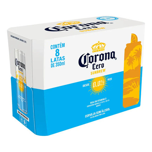 Cerveja Corona Zero Sunbrew 350ML - 8 unidades