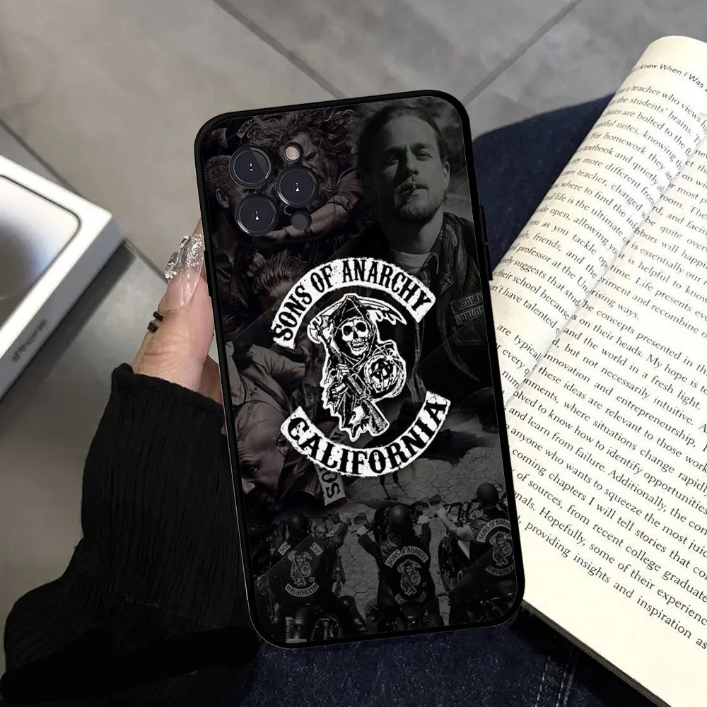 Capa de Telefone TP-3 Sons Of Anarchy para iPhone 16 15 14 13 12 Mini 11 Pro XS Max X XR SE 6 7 8 Plus, Capa de Silicone