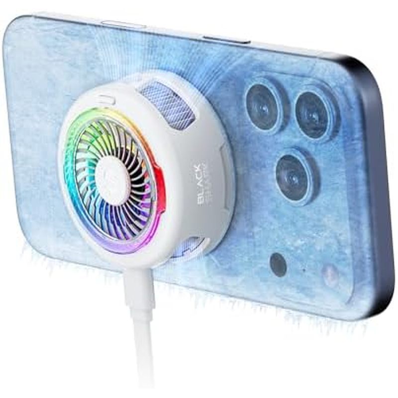 Com Célula FunCooler Para Refrigerador Magnético Jogos RGB , Ventilador Celular Portátil Preto Radiador (Luz , Resfriame