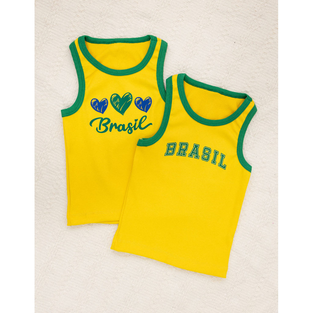 Kit 2 Regata Canelada Infantil Brasil Menina Seleção Brasileira
