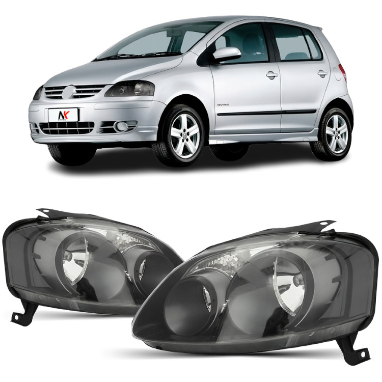 Par/Un Farol Dianteiro Fox 2006 2007 2008 2009 Foco Duplo Máscara Negra