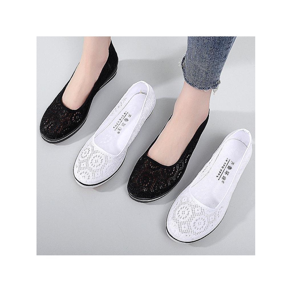 Genuíno velho pequim sapatos de pano sapatos femininos de uma palavra sapatos de enfermeira cunha branca sapatos de trab