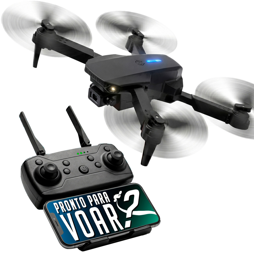 Drone Pro Câmera Hd Aérea Dupla Quadricóptero Wi-fi Sensor Fpv Led Dobrável Bolsa Bag App Para Celular Controle Remoto
