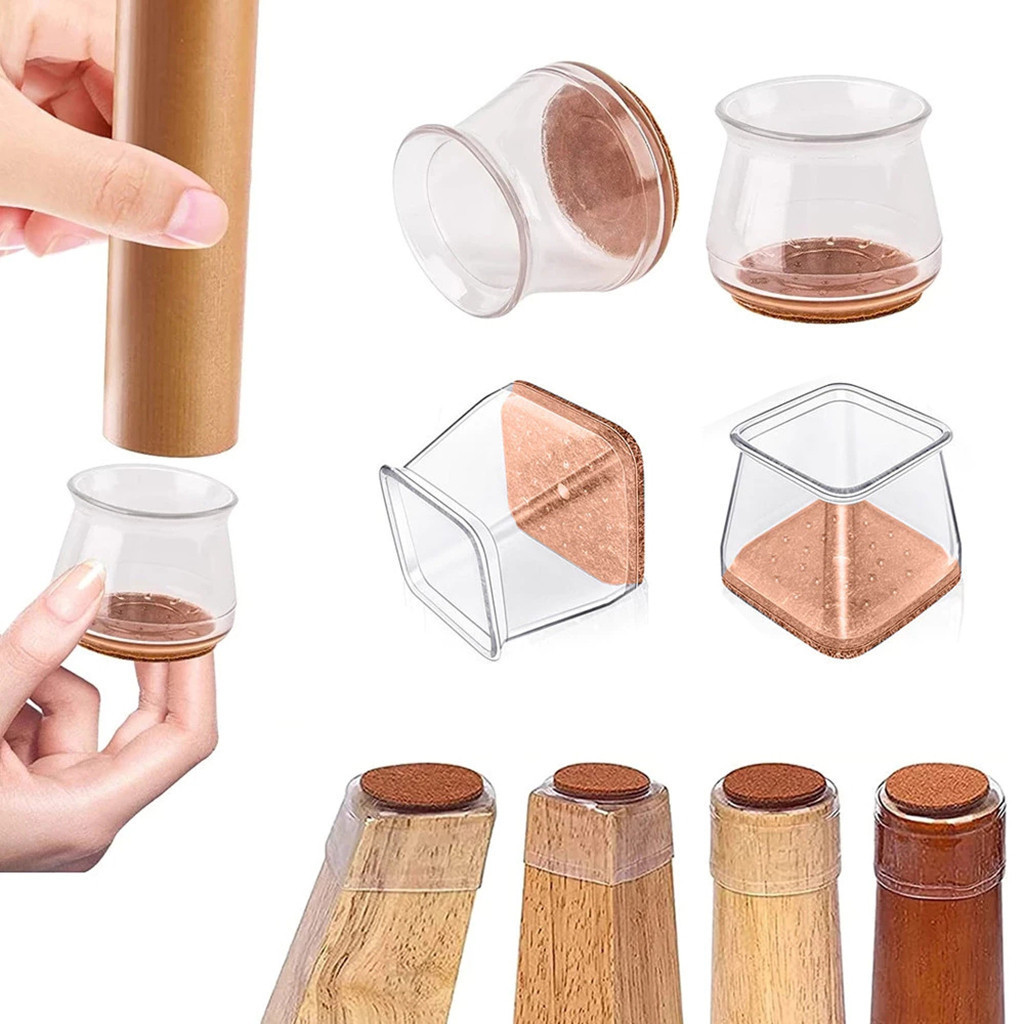 Kit 16 Peças Protetor De Silicone Para Pés De Cadeira E Mesa Antirrisco