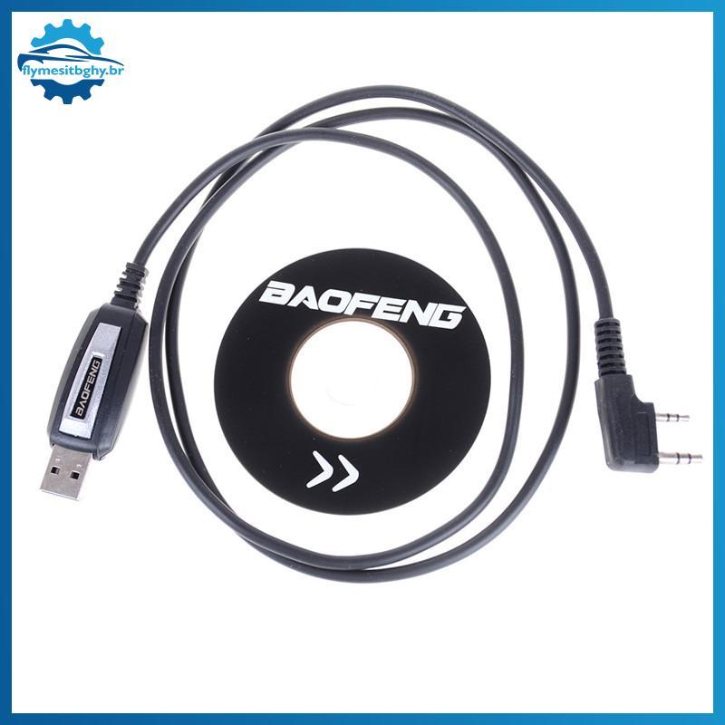 flym 1 Conjunto De Cabo De Programação USB 2 Pinos Com CD De Software Para Rádios Baofeng UV-5R BF-888S fl