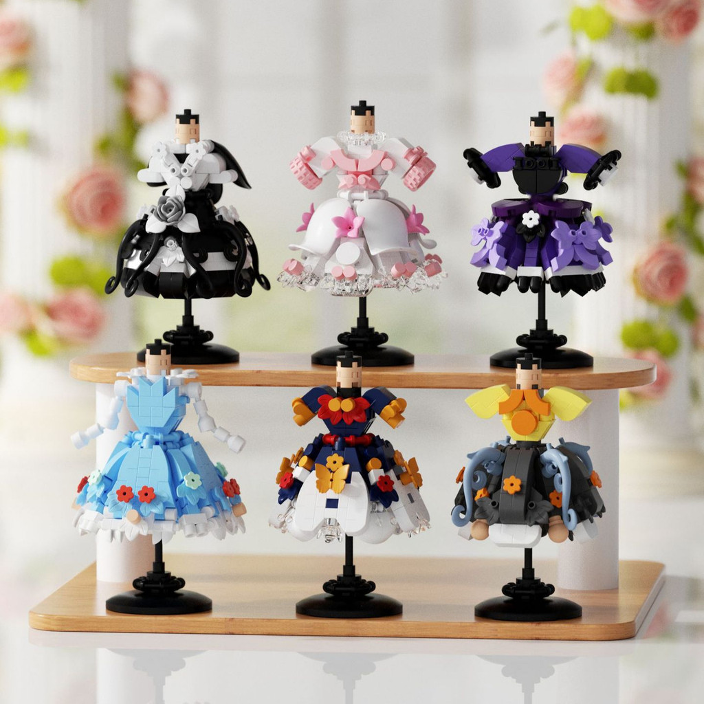 Micro blocos de construção Lolita princesa vestido vestido bloco de construção modelo montagem brinquedos educativos orn