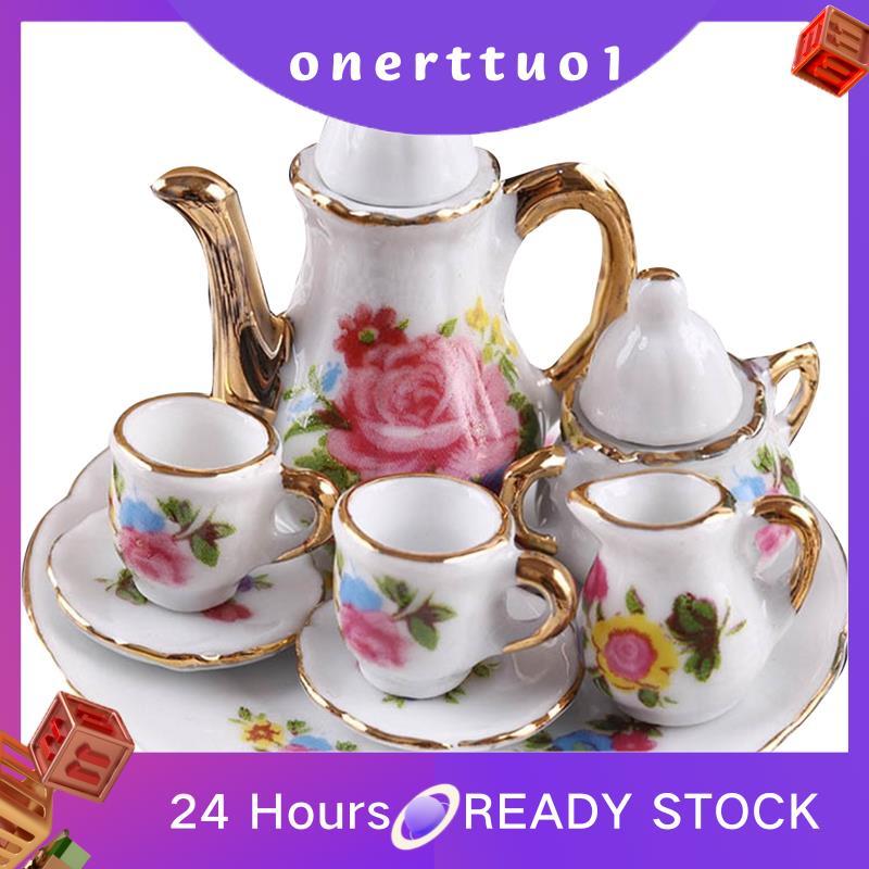 1 : 12 Conjunto De Xícara De Chá De Porcelana Em Miniatura , Talheres De Cerâmica , Bule , Cozinha , Casa De Bonecas , A