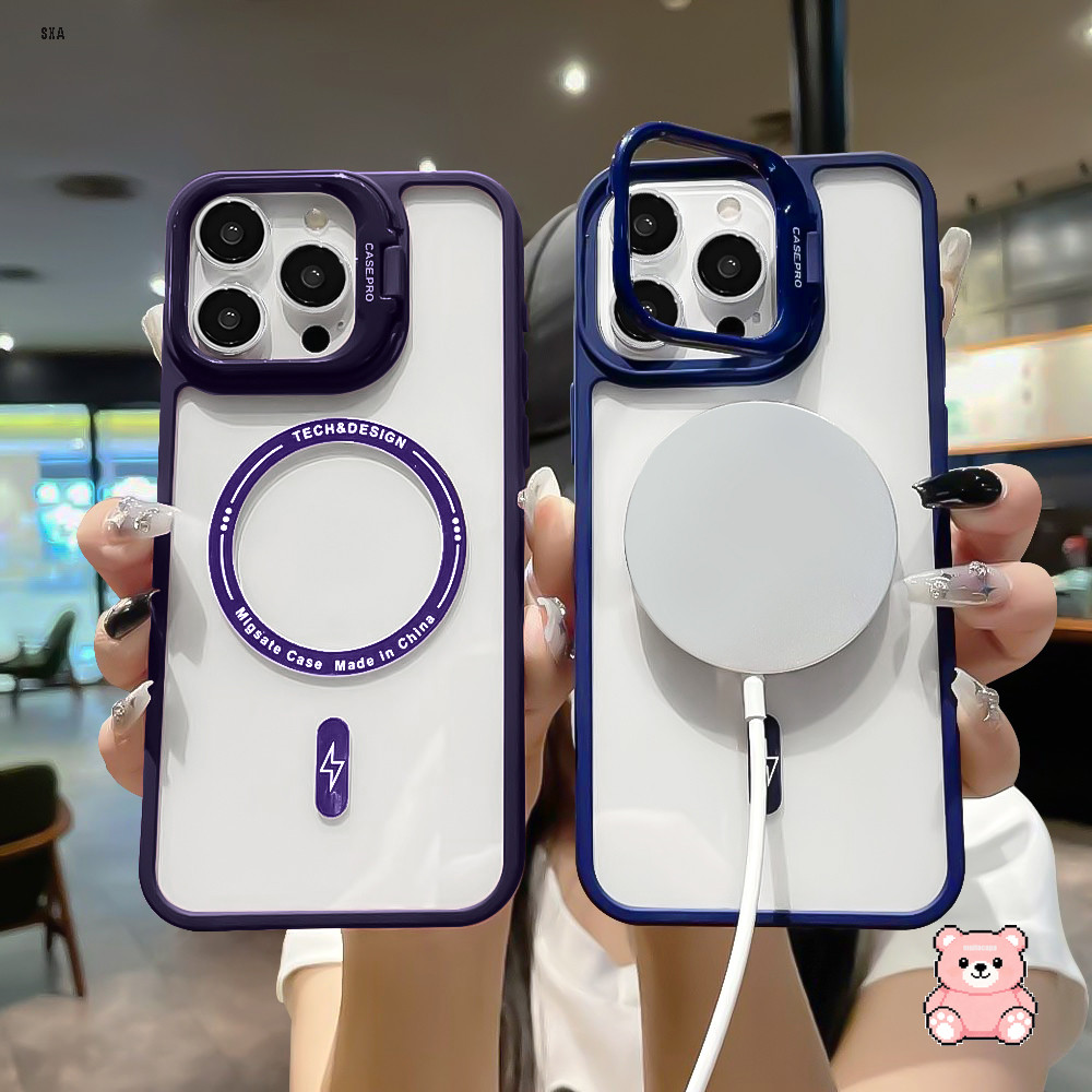 Capa Com Suporte de lente Magnética Magsafe Para Samsung Galaxy A17 A16 A15 A06 A56 A36 4G 5G Capinha Proteção SHY 5400