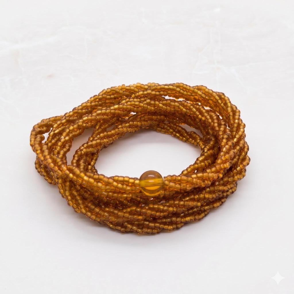 Guia 3 Fios Dourada Cristal Oxum Amor e Proteção 60 cm