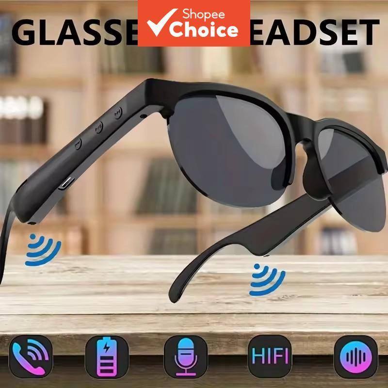 Óculos Inteligentes com Fone de Ouvido Bluetooth Feminino, Controle de Chamada por Voz, Música, Lentes Polarizadas UV,