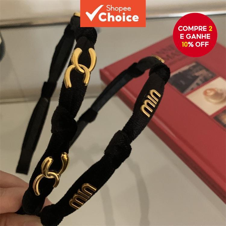 Jóias De Cabeça Retrô Coreanas Com Argola Feminina Letras Em Fita