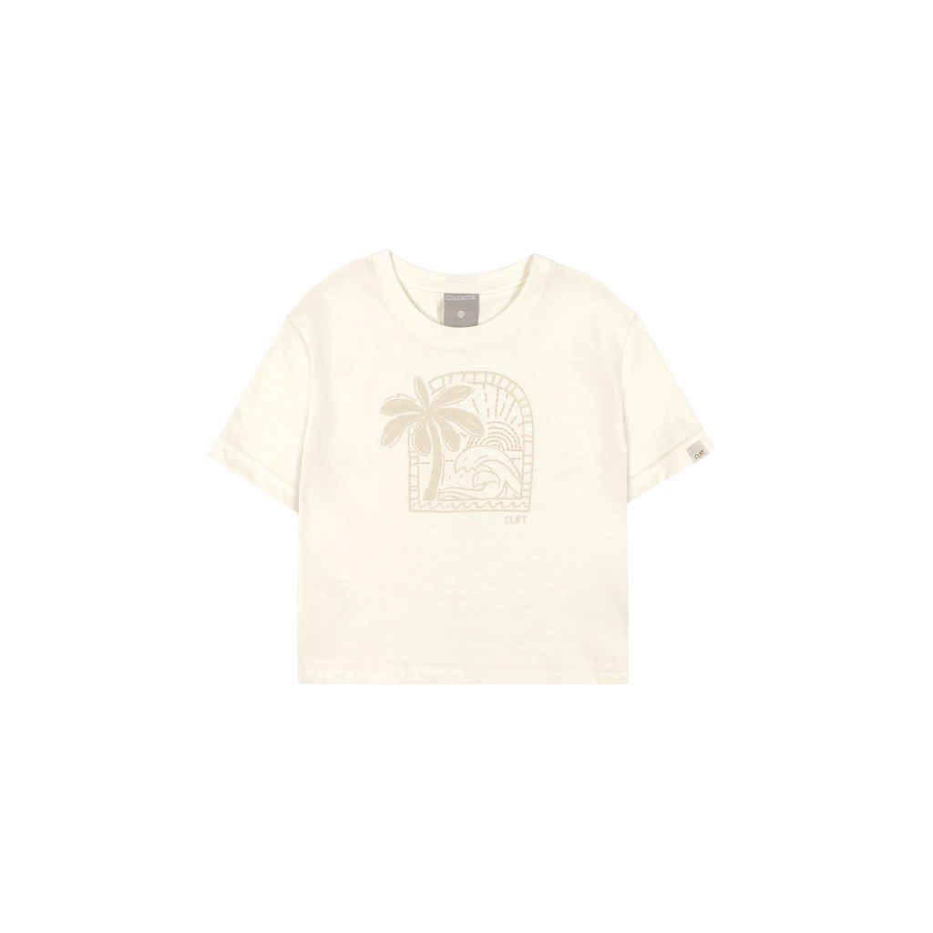 Detalhes do Camiseta Infantil Menino Estampa Praia Colorittá Bege
