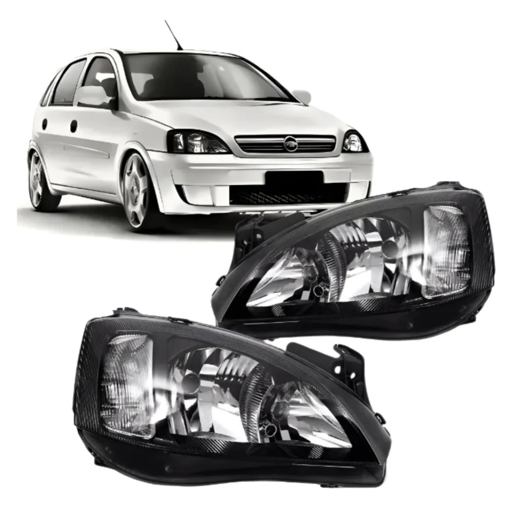 Par Farol Corsa Joy Maxx Premium e Montana Mascara Negra Liso 2003 2004 2005 2006 2007 2008 2009 2010