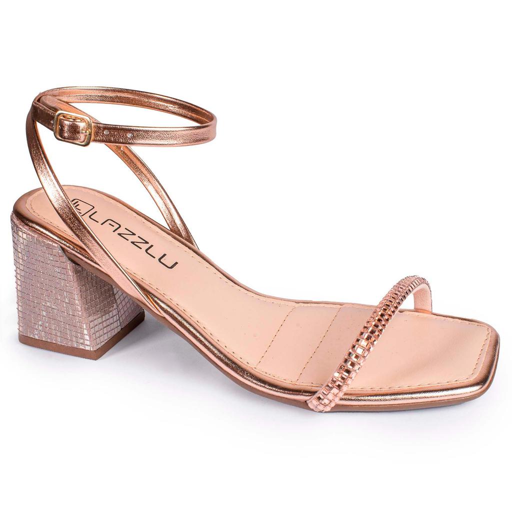 Sandália Feminina Salto Quadrado Bloco Grosso Baixo Brilho em Oferta na Shopee