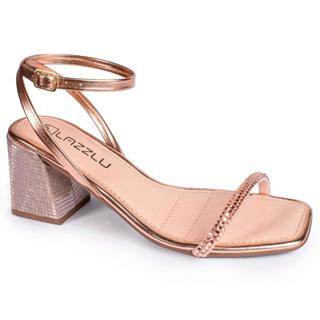 Sandália Feminina Salto Quadrado Bloco Grosso Baixo Brilho em Oferta na Shopee