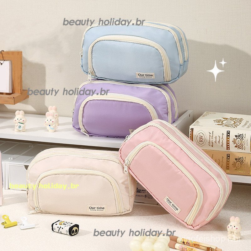 Lápis Simples De Grande Capacidade Bolsa Caneta De Cor Sólida Caso Estudantes Papelaria Armazenamento Material Escolar em Oferta na Shopee