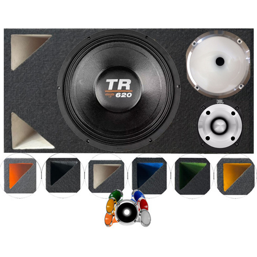 CAIXA TRIO DUTO TRIANGULO WOOFER 12 POL TRITON TR620 JBL TRIO CORNETA 1425