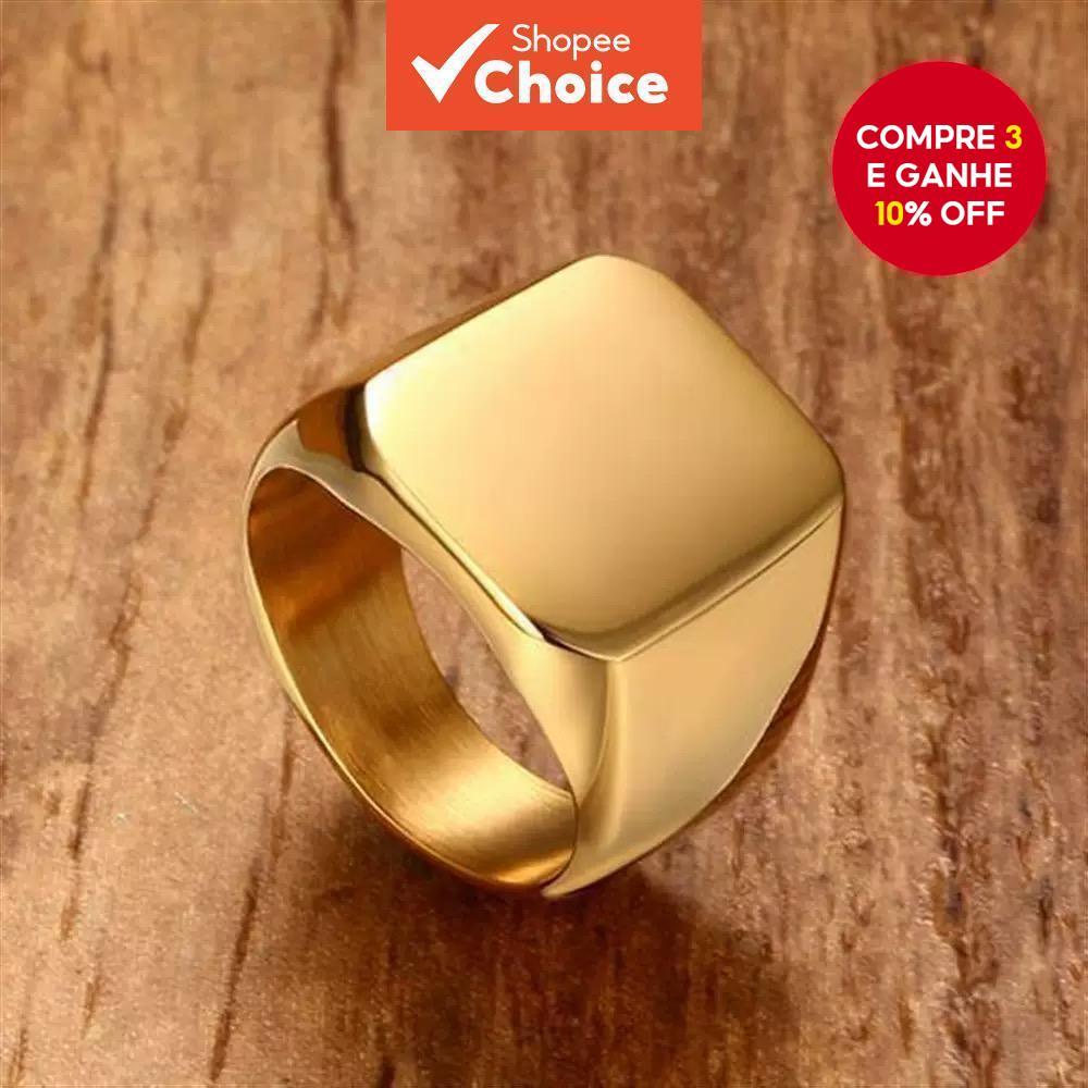Anel Plano De Aço Inoxidável Unissex Hipoalergênico Banhado A Ouro Joia Presente em Oferta na Shopee