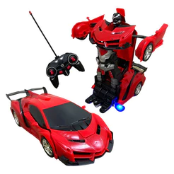 Carrinho Controle Remoto 1:18 Vira Robô Importway Vermelho Vermelho