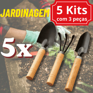 5 Kits de Ferramenta Jardinagem com 3 peças cada Horta Jardim Cultivo Pázinha Terra Plantas