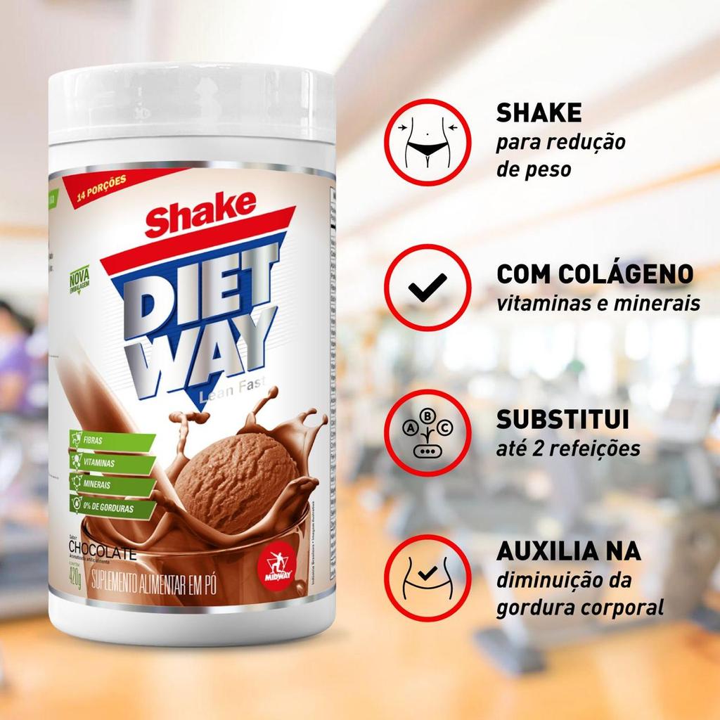 Detalhes do KIT 3 Diet Way 420g Midway  Shake Proteico Cremoso