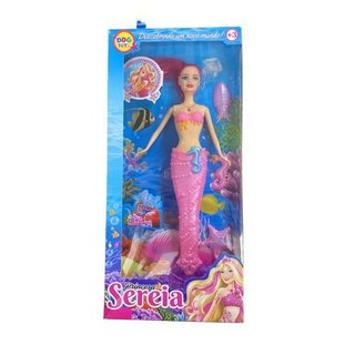 Boneca Sereia Infantil com Luz e Som Princesa Brinquedo Menina com Acessórios Musical