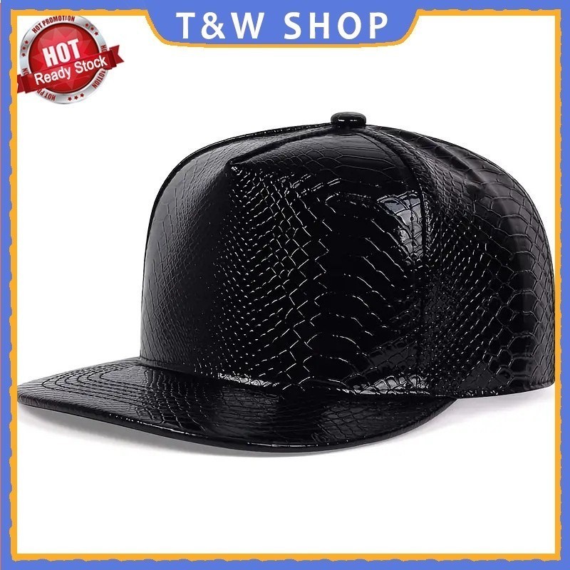 Padrão de crocodilo padrão de pele de cobra boné de beisebol chapéu de aba de paz couro PU chapéu de corpo leve chapéu H