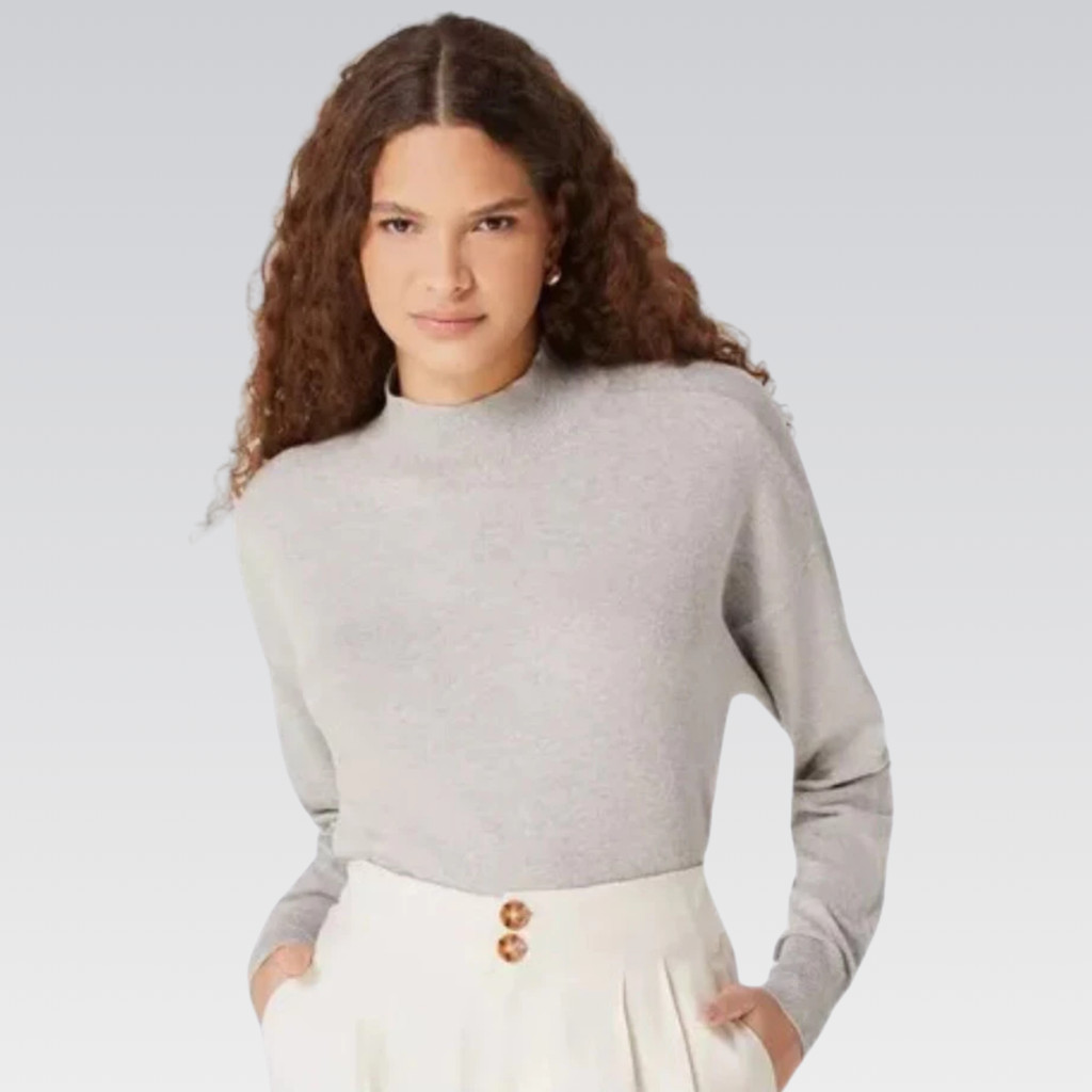 Blusão Básico Feminino Tricô Gola Alta HERING Original Roupas Femininas Moda Conforto Elegância