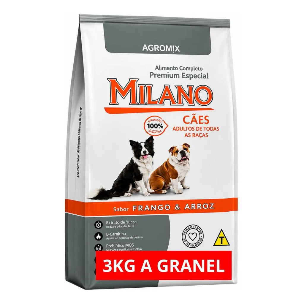 Ração Caes Adultos Premium Milano Todas As Raças 3kg