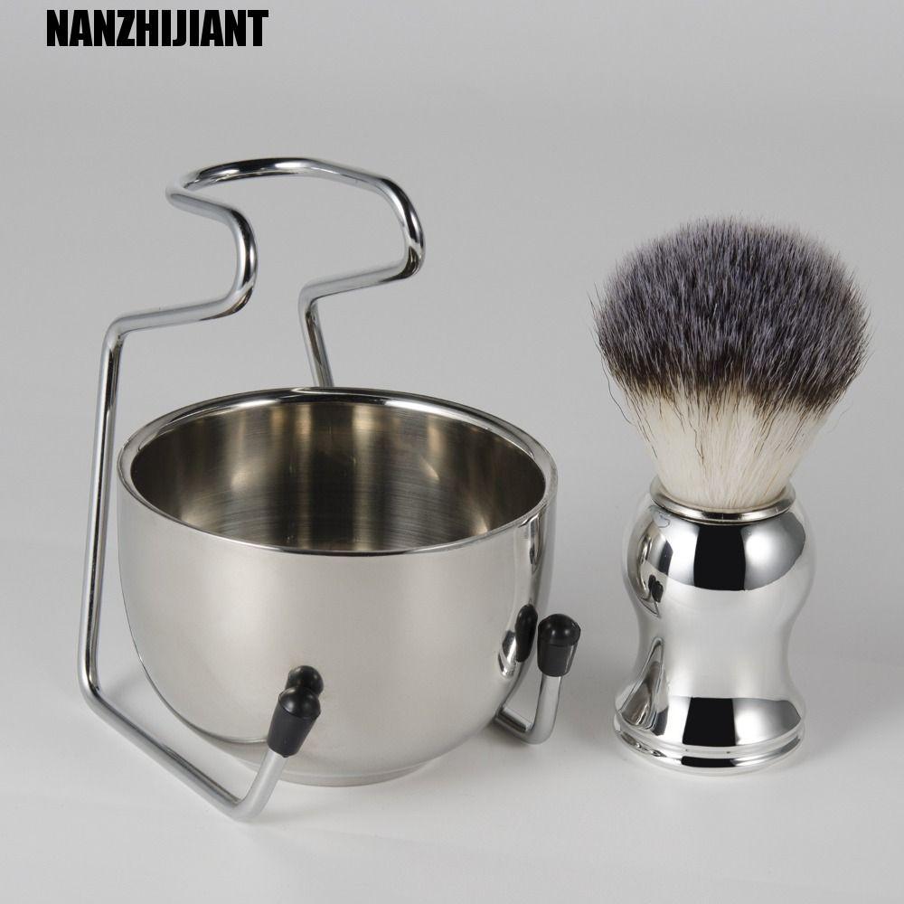 NANZHIJIANT Pincel Para Barba Conjunto De Três Peças De Barbear Macio Ferramentas De Beleza De Lã De Nylon