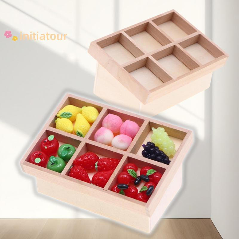 [Init-t] 1 : 12 Casa De Bonecas Em Miniatura Frutas E Vegetais Armazenamento De Seis Grades Ra Crianças Fingir Jogar Bri
