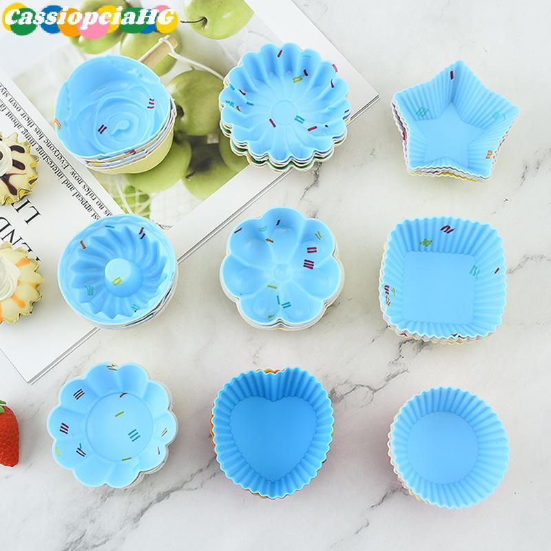 (Cassiopeiahg) 5 Pçs/Set Molde De Copo De Bolo De Silicone 3D Redondo Quadrado Forma De Coração Muffin Cupcake Cozinha B