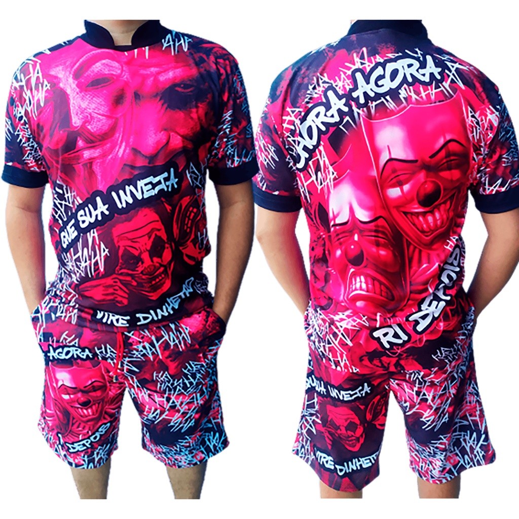 Kit De Conjunto Masculino Quebrada Favela Chore Agora Ria E Depois Joker Qb43