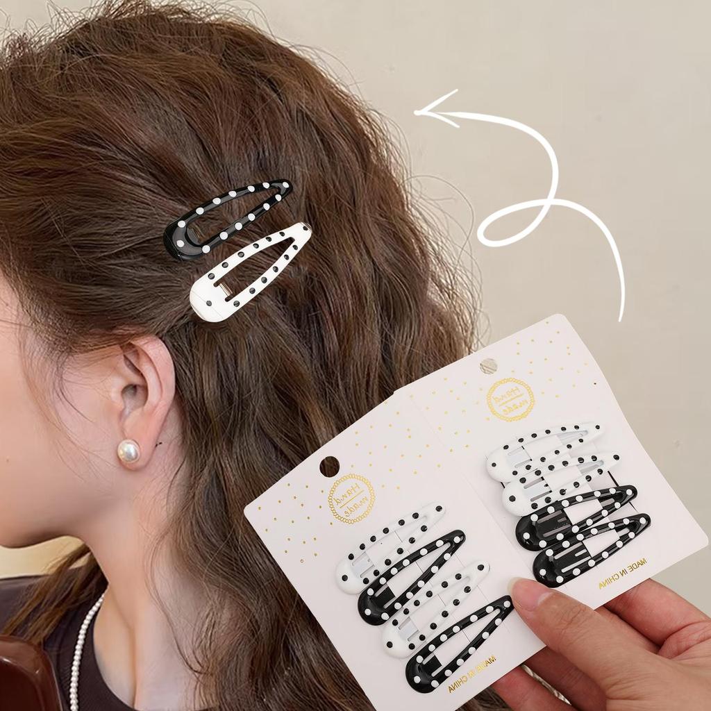 Grampo De Cabelo Estrela Y2K – Grampos De Bolinhas Pretas E Brancas Para Mulheres Clipes De Franja Fofos Da Moda Kawaii — imagem 2 de 2