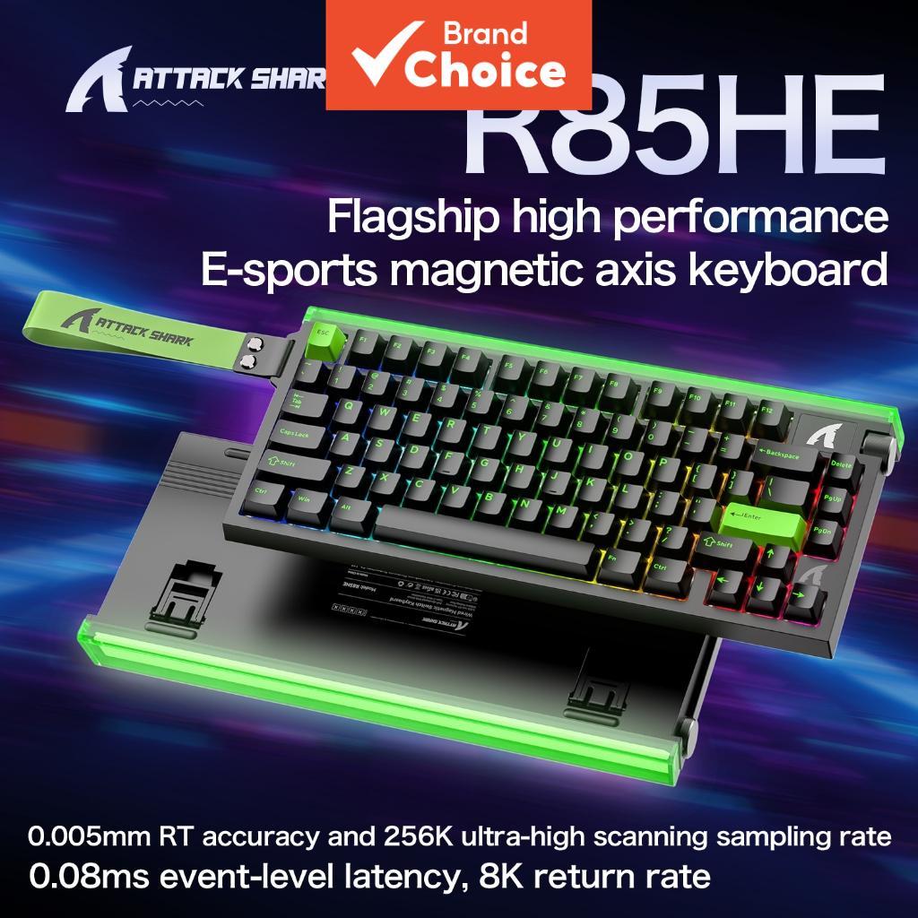Teclado de gatilho rápido ATTACK SHARK R85 HE, interruptor magnético, com caixa de luz personalizada