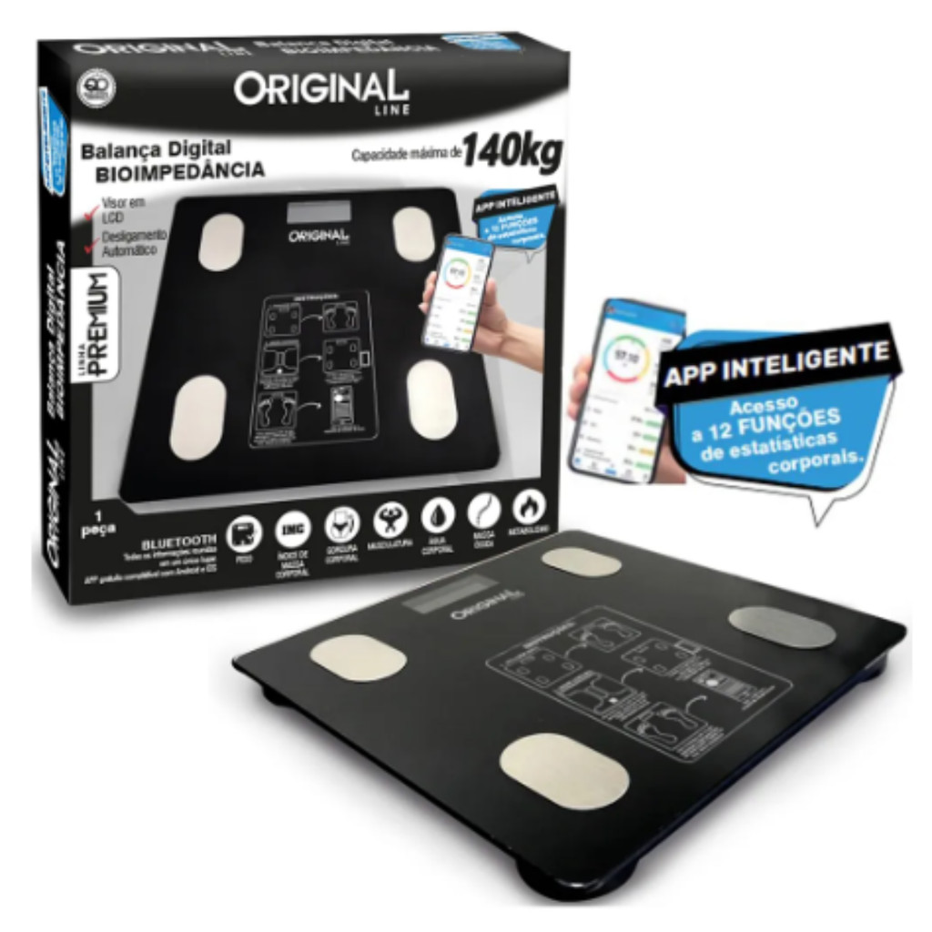 Original Line Balança Corporal Digital 140kg Cor Preto