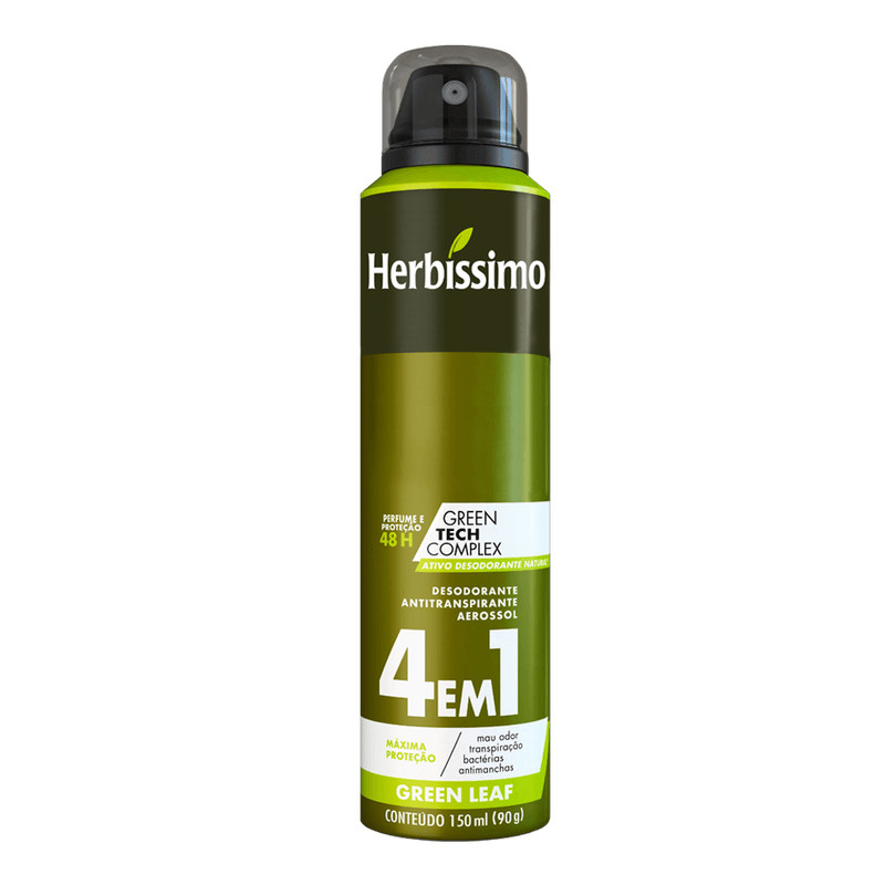 Desodorante Aerosol Antitranspirante Herbíssimo Green Leaf 150Ml em Oferta na Shopee