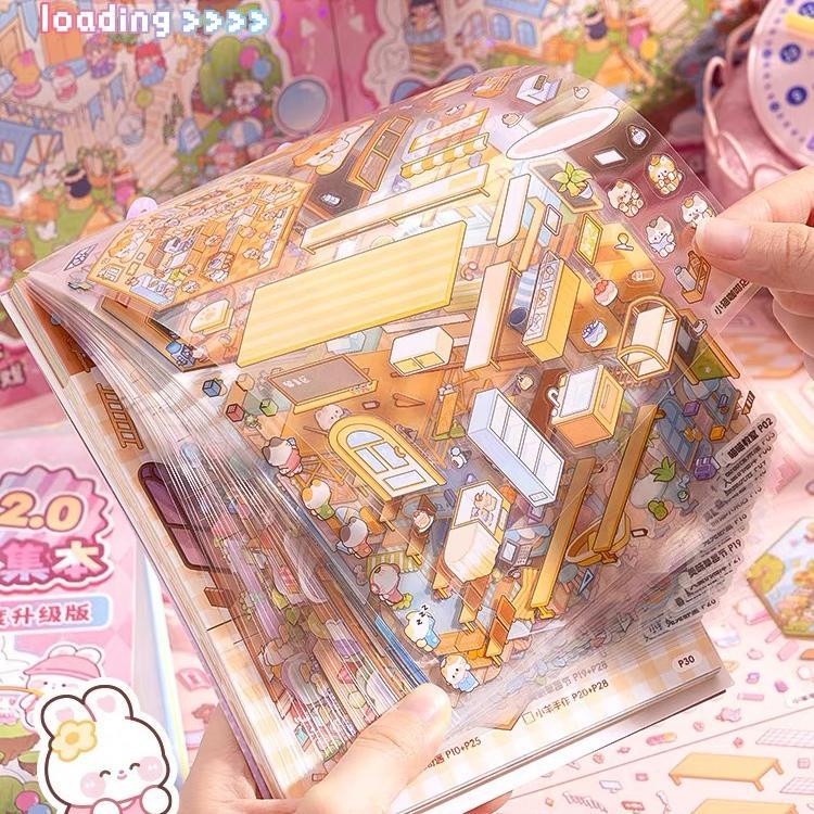 Caderno De Adesivos Kawaii 3D Fofo 40 Páginas Retrô Bullet Journal DIY Artesanato Scrapbooking Decoração Criativa em Oferta na Shopee
