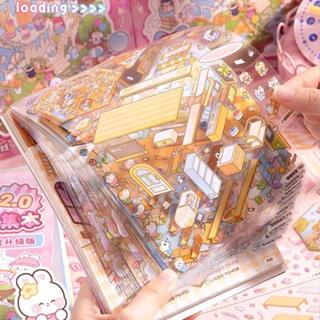 Caderno De Adesivos Kawaii 3D Fofo 40 Páginas Retrô Bullet Journal DIY Artesanato Scrapbooking Decoração Criativa em Oferta na Shopee