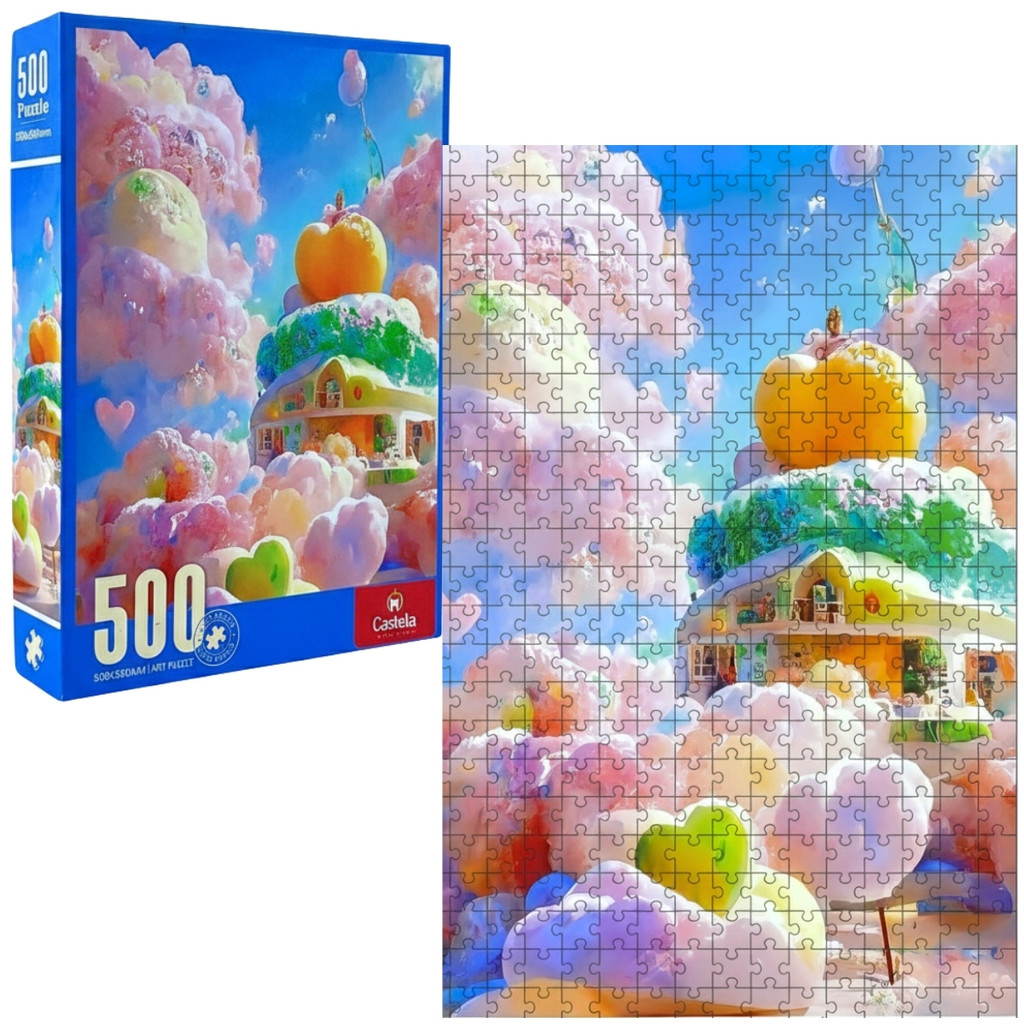 Quebra Cabeça Casa Algodão Doce 500 Peças Puzzle Premium Textura Sedosa - Castela em Oferta na Shopee