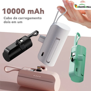 Bateria Externa 10000mAh Compacta com Carregador Sem Fio | Dupla Entrada (iPhone/Tipo-C) em Oferta na Shopee