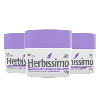Kit 3 unid - Desodorante Creme Antitranspirante Herbíssimo Lavanda 55G em Oferta na Shopee