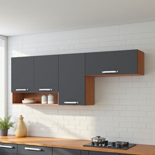 Armário de Cozinha 3 Portas com Nicho e  Basculante 190cm Vegas Itatiaia em Oferta na Shopee